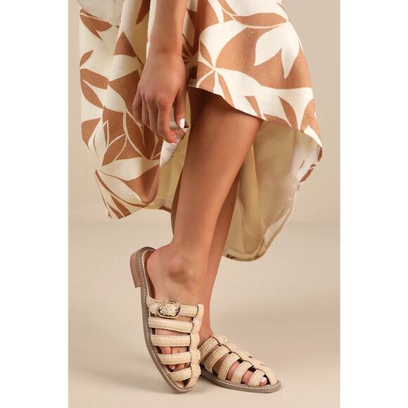 Dolce Vita Fyona Raffia Buckle Sandal Mules Size 9 - Picture 1 of 12